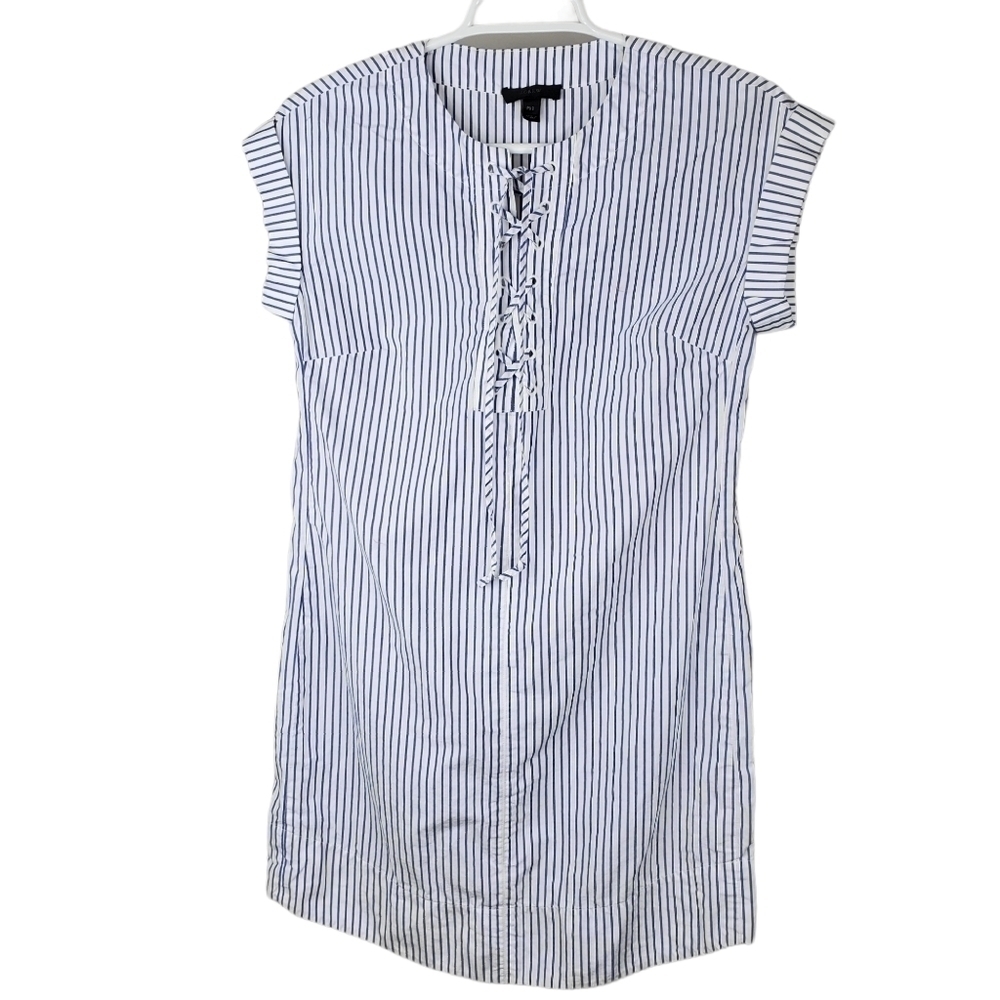 J Crew Striped Criss Cross Tie Dress Blue White